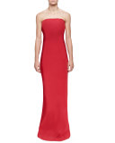 Gathered Ruffle-Back Column Gown