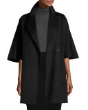 Oversized Half-Sleeve Wrap Coat, Black
