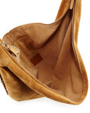 Sling 15 Fringe-Trim Suede Hobo Bag, Sand