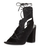 Babies Suede Lace-Up 90mm Sandal, Nero
