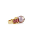 Aura 18k Gold Ring with Pink Tourmaline & Kasumiga Pearl