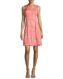 Betsy Full-Skirt Sheath Dress, Pink/Orange