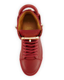 Women's Padlock & Key Pebbled Leather Sneaker, Red