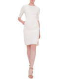 Half-Sleeve Jewel-Neck Sheath Dress, Anemone