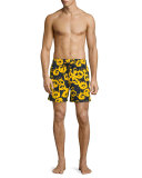 Moorea Panda-Print Swim Trunks, Turmeric