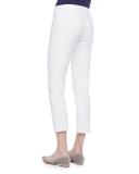 Washable Stretch-Crepe Ankle Pants, White