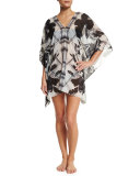 Sophia Printed Georgette Coverup, Black