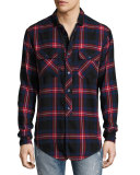 Flannel Plaid Shirt, Red/Navy/White