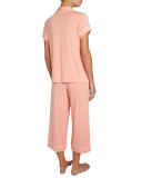 Gisele Cropped Two-Piece Jersey Pajama Set , Pink