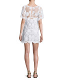 Grace Crochet-Overlay Coverup Dress, Pure White