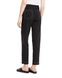 Trompe l'Oeil Floral-Embroidered Pants, Black