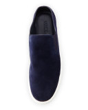 Verrell Suede Open-Back Skate Sneaker, Woodsmoke