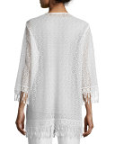 Long Lace Jacket W/ Fringe Trim 