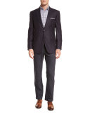 Plaid Two-Button Jacket, Aubergine/Gray