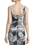 Jocelyn Sleeveless Ruched Top, Black/White