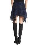 Aura Paneled Floral Lace Skirt, Navy