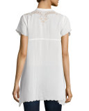 Britta Button-Front Embroidered Tunic