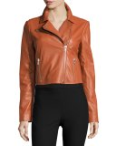 Gigi Cropped Leather Jacket, Cinnamon