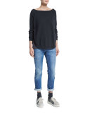 Long-Sleeve Monili-Strap Top, Anthracite