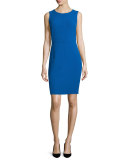 Sleeveless Round-Neck Sheath Dress, Cornflower