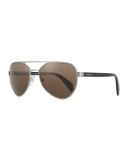 Irregular-Frame Aviator Sunglasses, Gunmetal