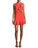 Careen Ruffled Cutout Dress, Bright Poppy Red
