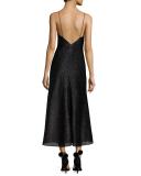 Fresia Sleeveless Metallic Cocktail Dress, Black