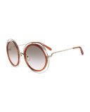 Carlina Trimmed Round Sunglasses