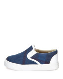 Linus Check Canvas Skate Shoe, Ultramarine Blue, Toddler