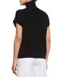 Laura Short-Sleeve Merino Turtleneck Top