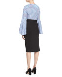 Italian Stretch-Wool Gabardine Pencil Skirt, Black