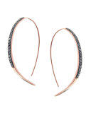 Reckless Rose Thread-Through Hoop Earrings with Black Diamonds