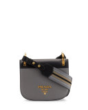 Pionnière Web-Strap Shoulder Bag, Gray/Black (Marmo/Nero)