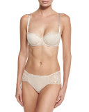 Passion Padded Lace Demi-Cup Bra, Pink Cream