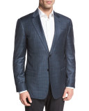 Check Two-Button Sport Coat, Green/Black