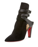 Pointipik 85mm Ankle-Wrap Red Sole Bootie, Black