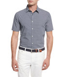 William Printed Short-Sleeve Sport Shirt, Navy