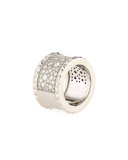 Rock and Diamond 18K White Gold Ring, Size 6.5