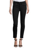 Riche Touch Embellished Skinny Ankle Jeans, Black