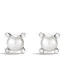 Small Pearl Earrings with Diamonds