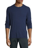 Textured Diamond-Jacquard Crewneck Sweater, Blue