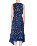 Sleeveless Marrakech-Print Midi Dress, Cobalt/Lavender Marrakech