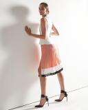 Sleeveless Colorblock Pleated-Skirt Dress, Optic White