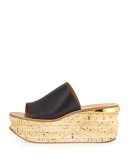 Cork Slide Wedge Sandal, Navy