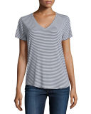 Viscose Striped Short-Sleeve Top 