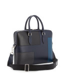 Barrow Slim Patchwork Leather Briefcase, Dark Navy