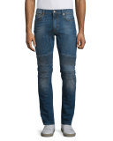 Eastham Slim-Fit Washed Denim Jeans, Mid Blue