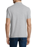 Short-Sleeve Pique Polo Shirt, Pale Gray