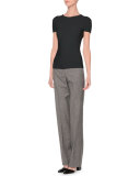 Flat-Front Slight-Flare Pants, Black/Gray