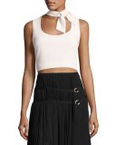 Esme Tie-Neck Sleeveless Crop Top, Cinq Pink
